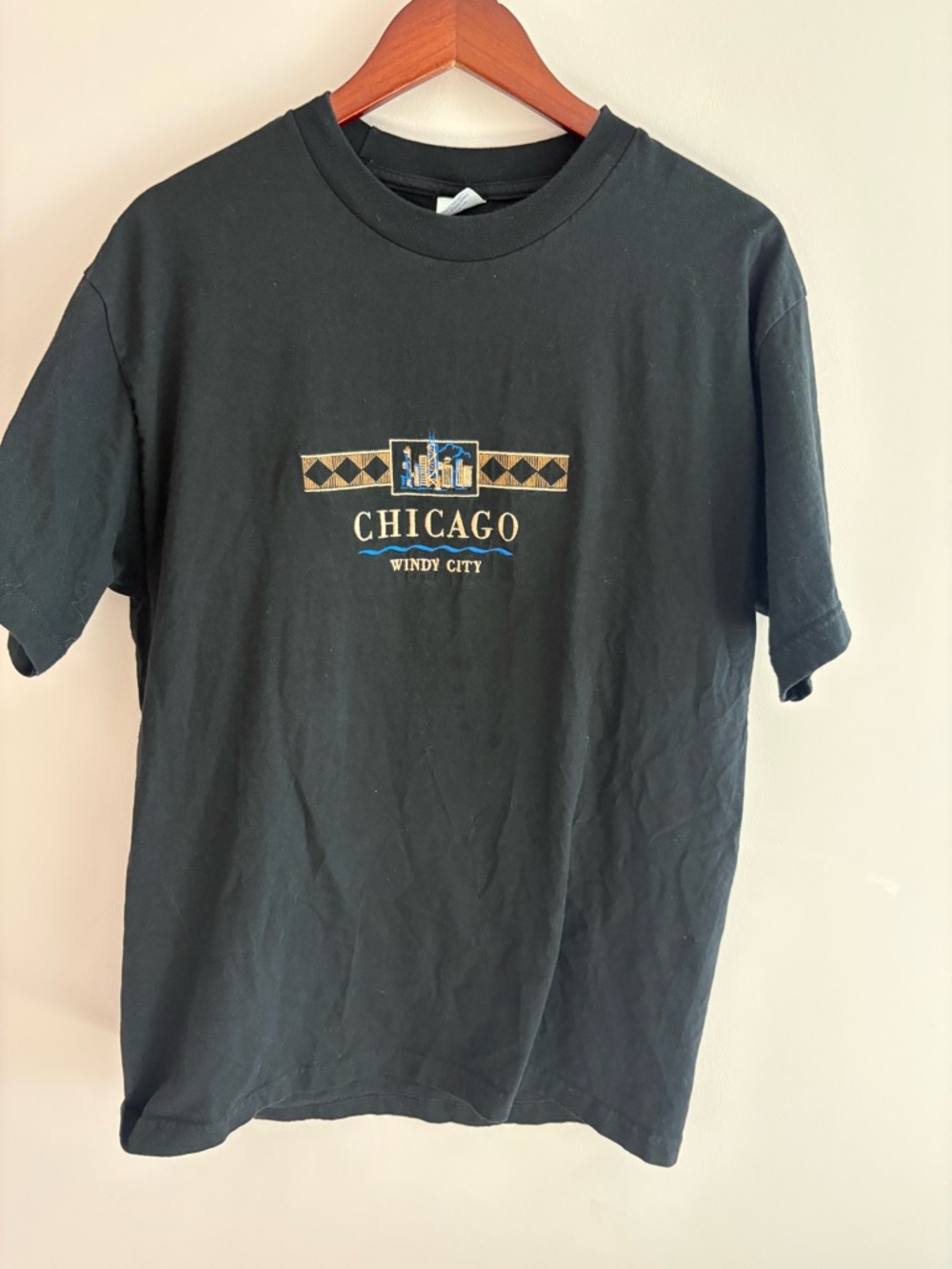 Chicago Windy City Graphic Tee - Black with Gold & Blue Accents
